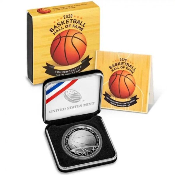 2020 $1 USA Basketball Hall Of Fame Concave Silver Proof Coin - Image 5