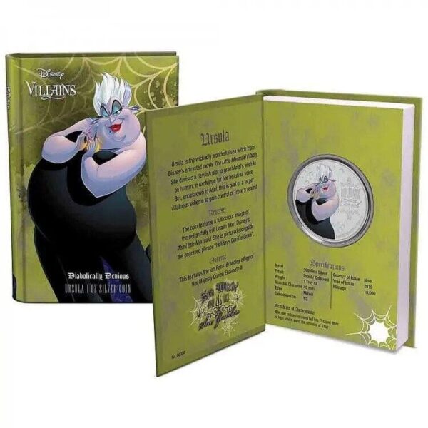 2019 $2 Disney Villains Ursula 1oz Silver Coin - Image 3