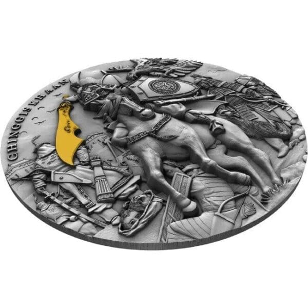 2019 $5 Chinggis Khaan 2oz Silver Gilded Coin - Image 2
