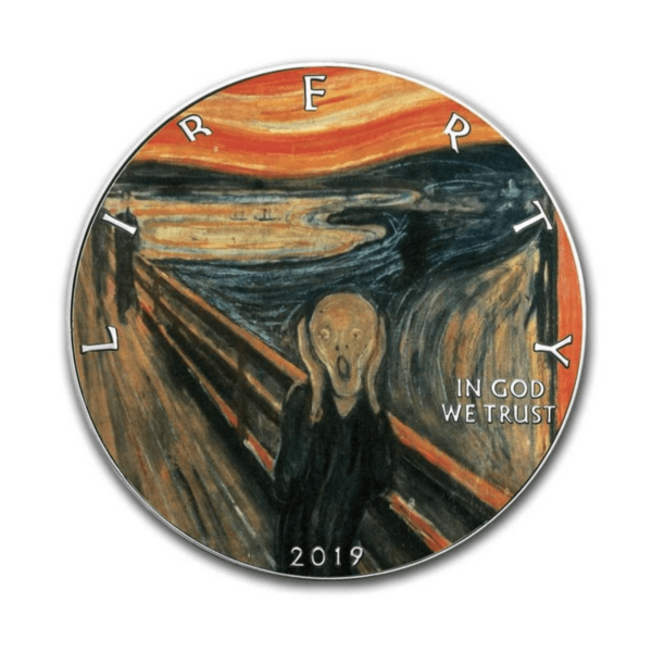 2019 $1 Scream Edvard Munch Walking Liberty 1oz Silver Coin