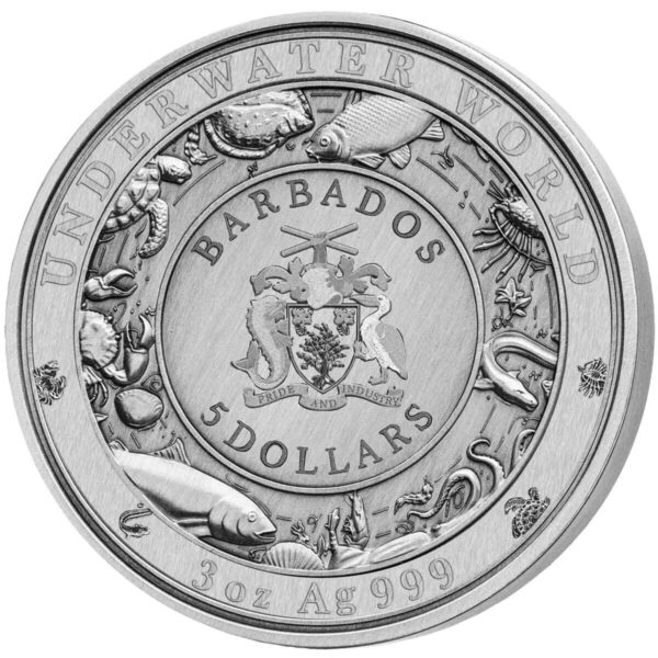 2019 $5 Dolphin Underwater World 3oz Silver Coin - Image 3