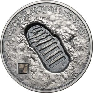 2019 $5 Apollo Footprint Moon Landing With Meteorite 1oz Silver Coin