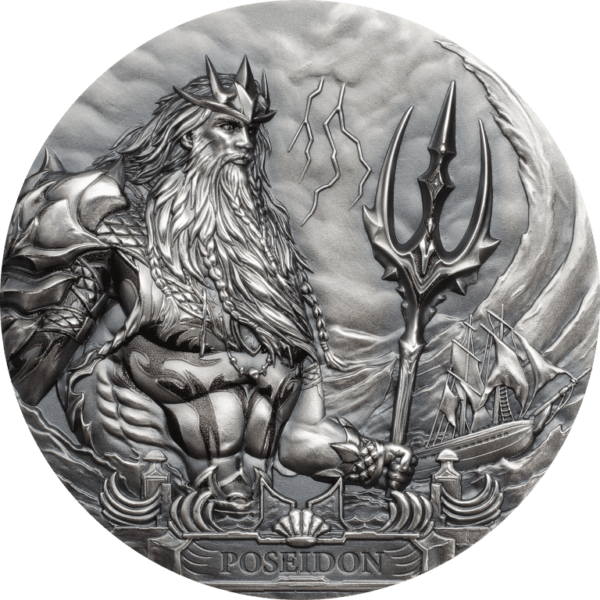 2019 $20 Poseidon God Of The Sea 3oz Silver Coin