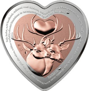 2020 $1 Deer Celebrating Love Shaped Bimetal Silver Coin