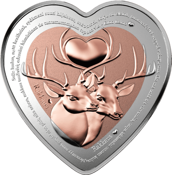 2020 $1 Deer Celebrating Love Shaped Bimetal Silver Coin