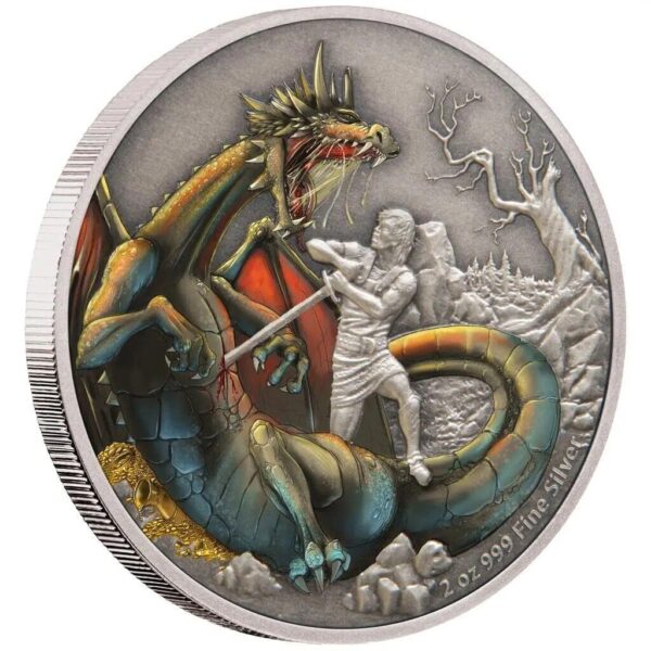 2020 $5 Mythical Dragons Of The World - Fafnir The Norse Dragon 2oz Silver Coin