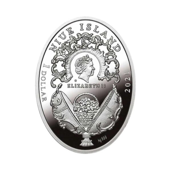 2021 $1 Pinecone Faberge Egg Silver Coin - Image 2