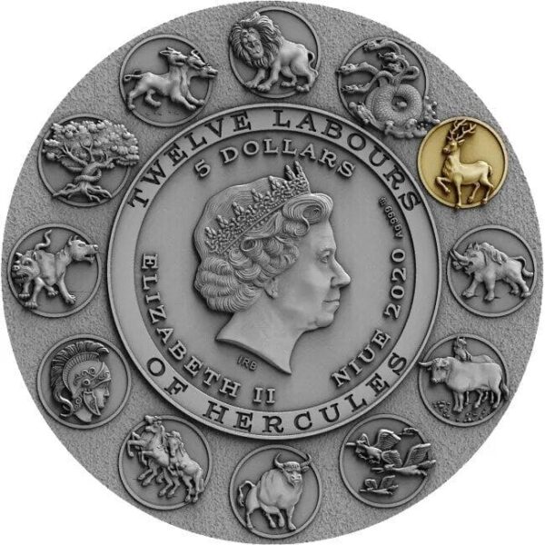 2020 $5 Twelve Labours Of Hercules Ceryneian Hind 2oz Silver Coin - Image 3