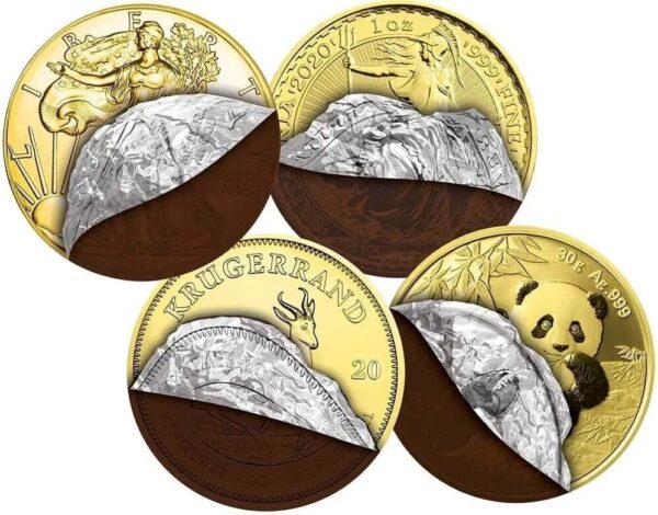 2020 Chocolate Coins American Eagle Britannia Krügerrand Panda Silver Coin Set