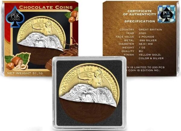 2020 Chocolate Coins American Eagle Britannia Krügerrand Panda Silver Coin Set - Image 6