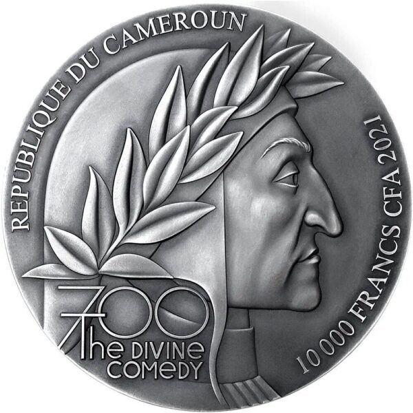 2020 Inferno The Divine Comedy 700th Anniversary 5oz Silver Coin - Image 2