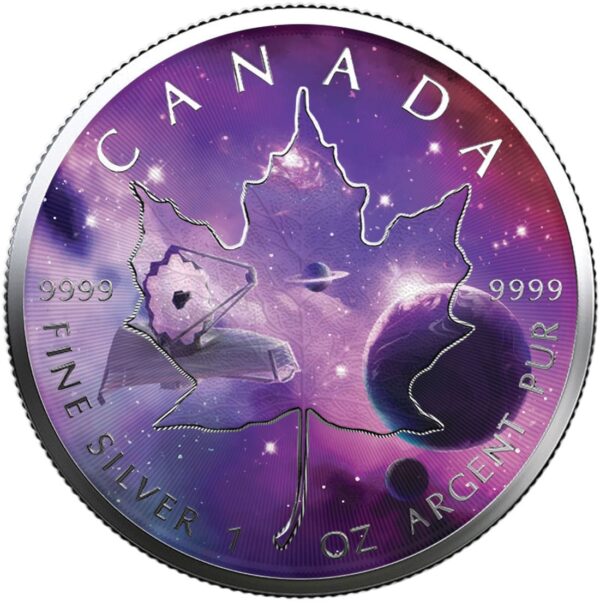 2021 $5 Glowing Galaxy Maple Leaf 1oz Silver Coin