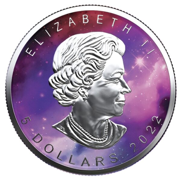 2021 $5 Glowing Galaxy Maple Leaf 1oz Silver Coin - Image 2