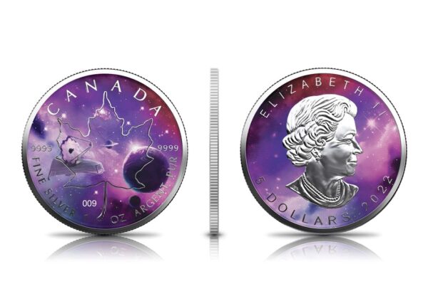 2021 $5 Glowing Galaxy Maple Leaf 1oz Silver Coin - Image 3