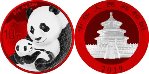 2019 Space Red Chinese Panda Silver Coin - Image 3