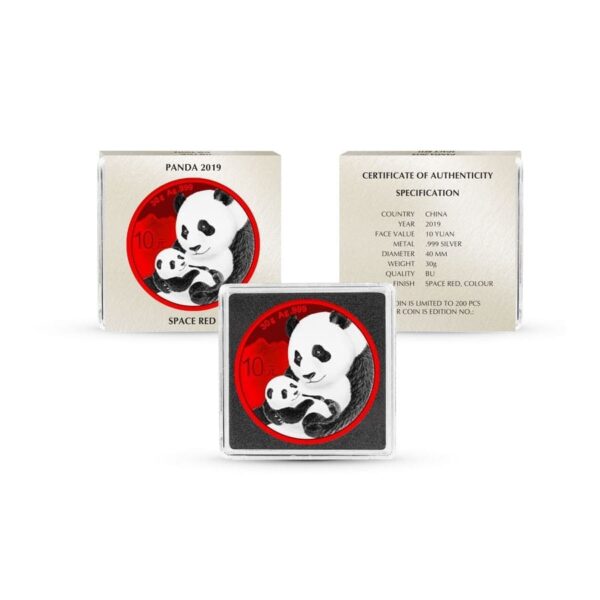 2019 Space Red Chinese Panda Silver Coin - Image 4