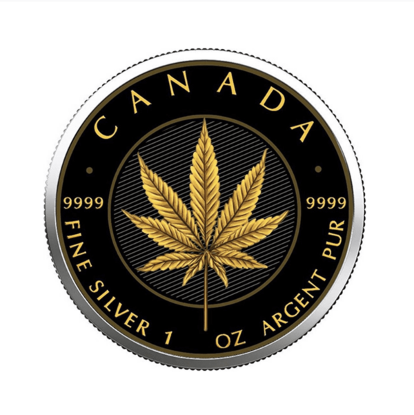 2022 $5 Marijuana Golden Maple Leaf 1oz Silver Coin