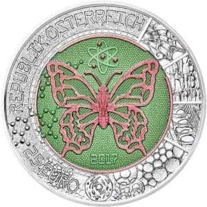 2017 €25 Microcosm Mikrokosmos Butterfly Niobium Bimetallic Coin