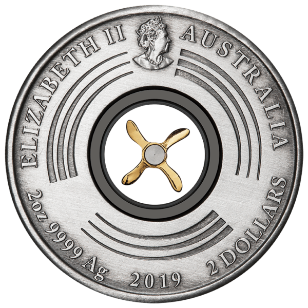 2019 $2 Centenary of The First Flight England To Australia 2oz Silver Rotating Antiqued Coin - Image 2