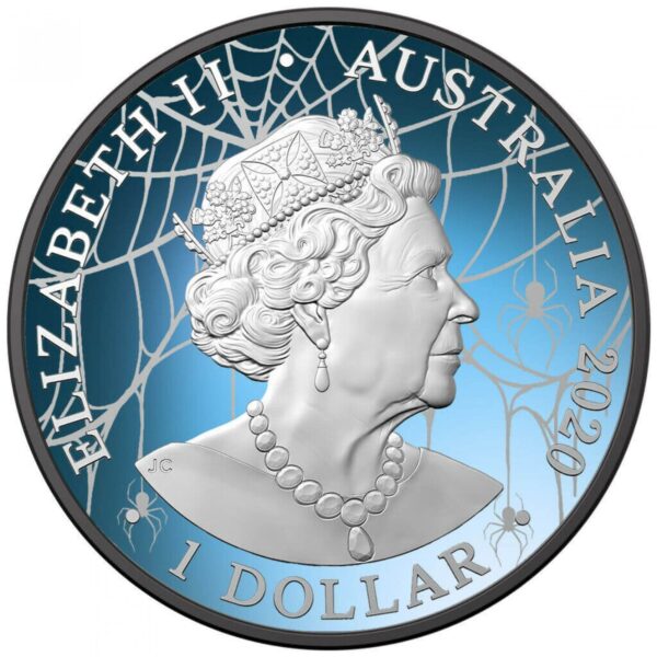 2020 $1 Redback Spider Blue Edition 1oz Silver Coin - Image 2