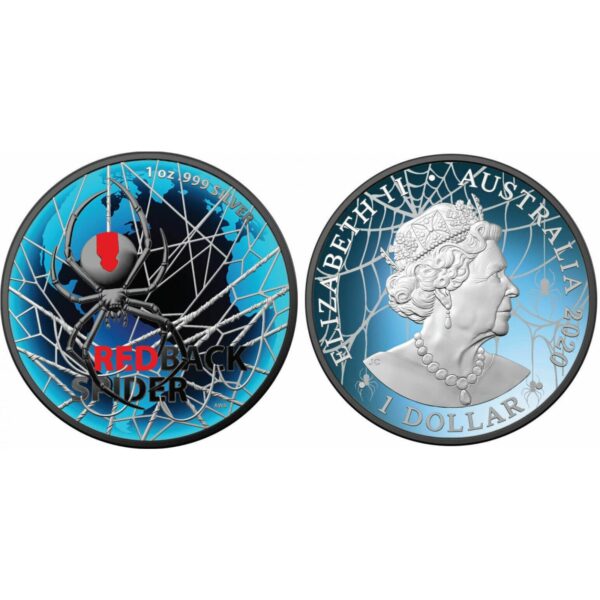 2020 $1 Redback Spider Blue Edition 1oz Silver Coin - Image 4