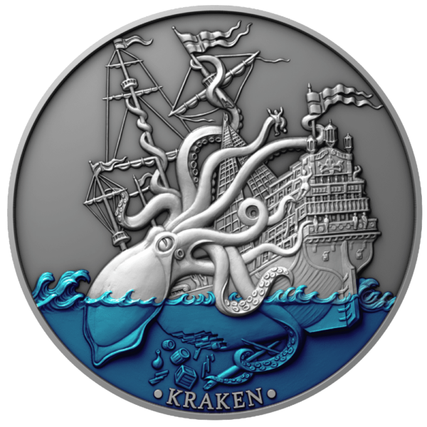 2021 $5 Sea Monster Kraken 2oz Silver Antiqued Coin