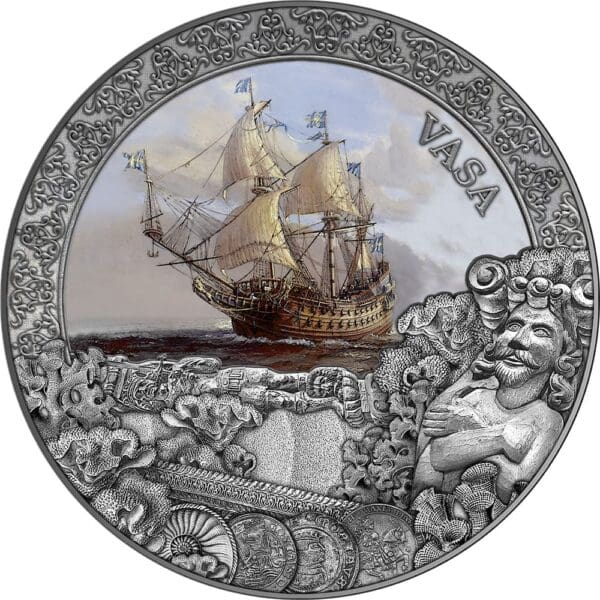 2021 $5 Vasa Grand Shipwrecks in History 2oz Silver Antiqued Coin