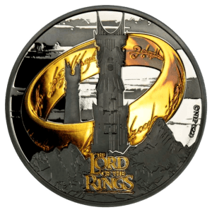 2022 $5 Lord of the Rings Black Platinum 1oz Silver Gilded Coin