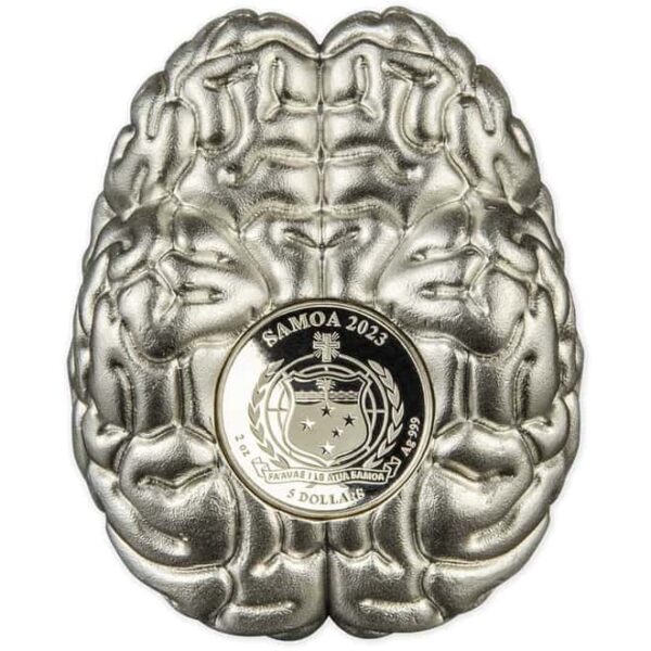 2023 $5 The Brain 3D Shaped 2oz Silver Coin - Image 2