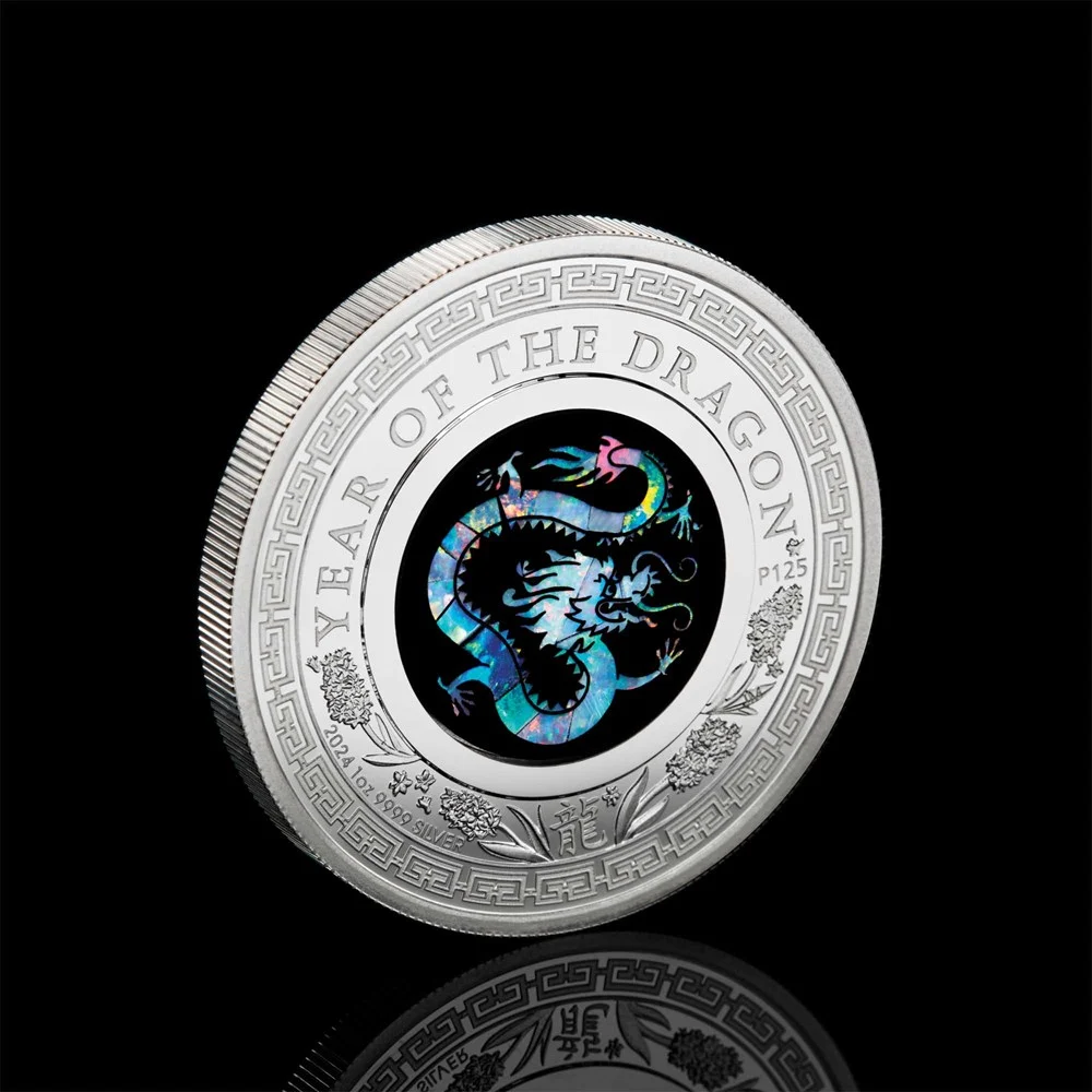 2024 $1 Opal Lunar Series Year of the Dragon 1oz Silver Proof Coin - Presentation View