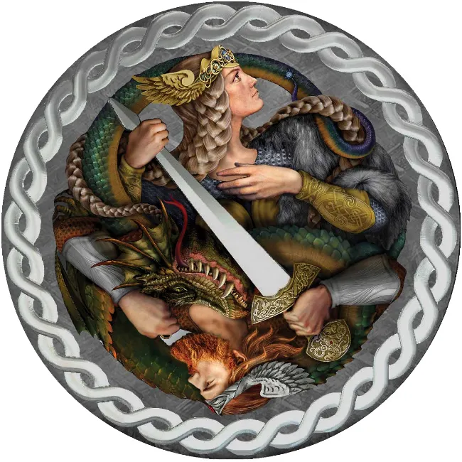 2019 $1 The Legend Of The Nibelungs - Muonionalusta Meteorite Coin - Reverse View