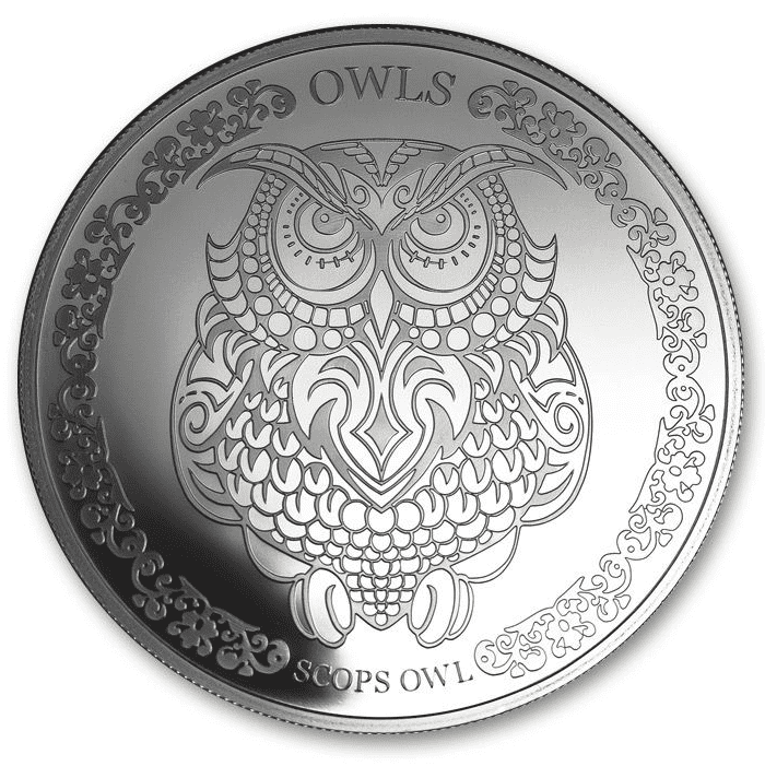 2018 $5 Wisdom of Owls - Scops Owl 1oz Silver Proof Coin - Reverse View