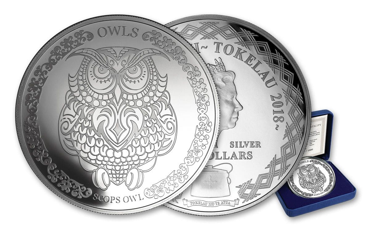 2018 $5 Wisdom of Owls - Scops Owl 1oz Silver Proof Coin - Overview