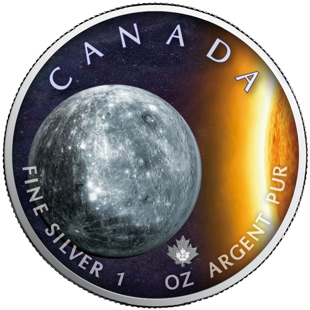 2022 $5 Mercury – Our Solar System 1oz Silver Maple Leaf Coin - Reverse View