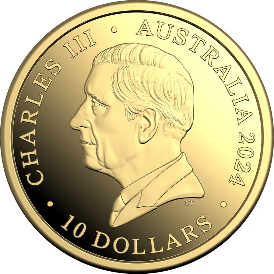 2024 $10 Out of this World - Australia in Space 1/10oz Gold Proof Coin - Obverse View