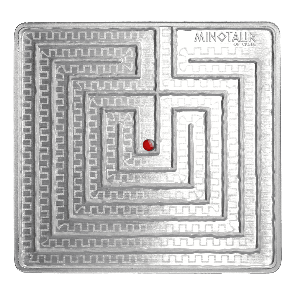 2021 $4 Minotaur Labyrinth Of Crete 1.5oz Silver Coin - Reverse View