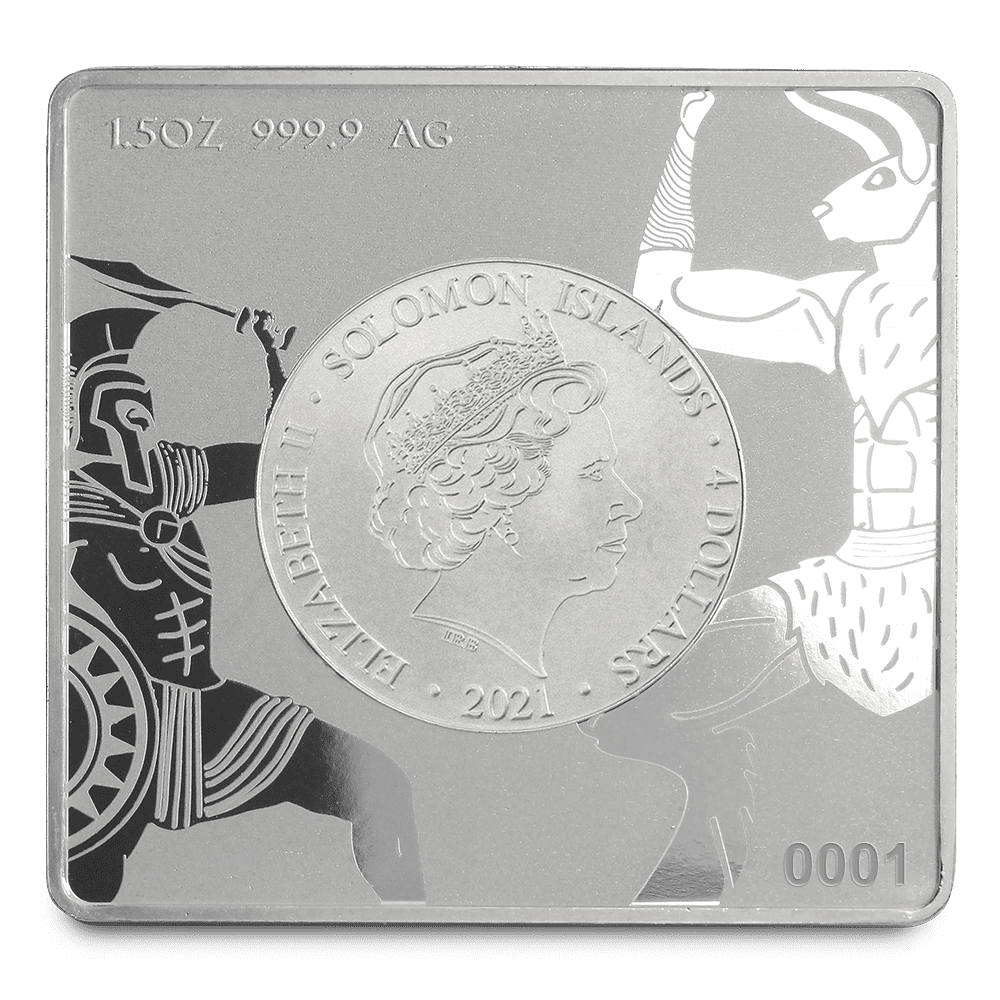 2021 $4 Minotaur Labyrinth Of Crete 1.5oz Silver Coin - Obverse View