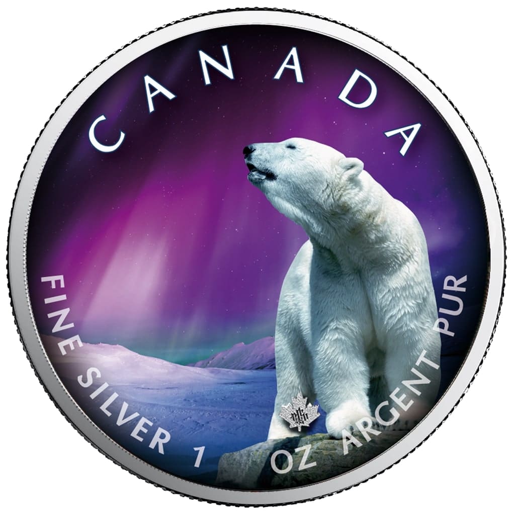 2020 $5 Churchill Town – Polar Lights Series 1oz Silver Maple Leaf Coin - Reverse View