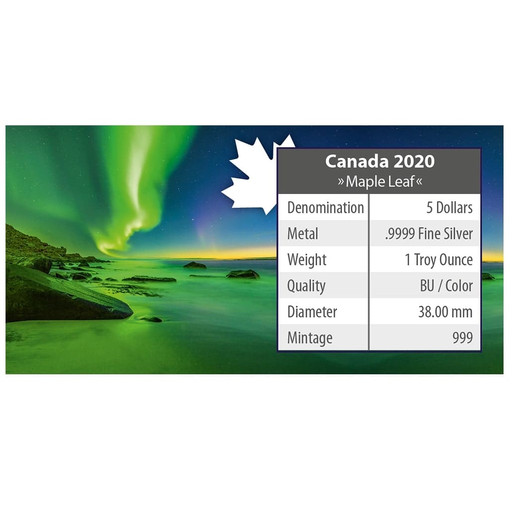 2020 $5 Whitehorse Town – Polar Lights Series 1oz Maple Leaf Silver Coin - Back of CoA