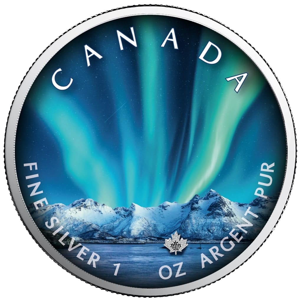 2020 $5 Jasper National Park – Polar Lights Series 1oz Maple Leaf Silver Coin - Reverse View