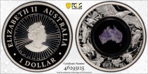 PR70DCAM 2022 $1 Great Southern Land Blue Lepidolite 1oz Silver Coin