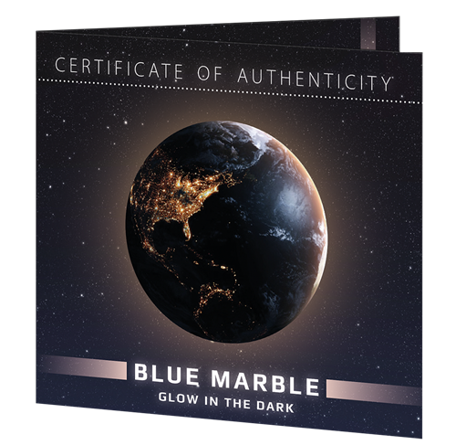 2023 $5 Blue Marble Glow in the Dark 3oz Silver Coin - CoA
