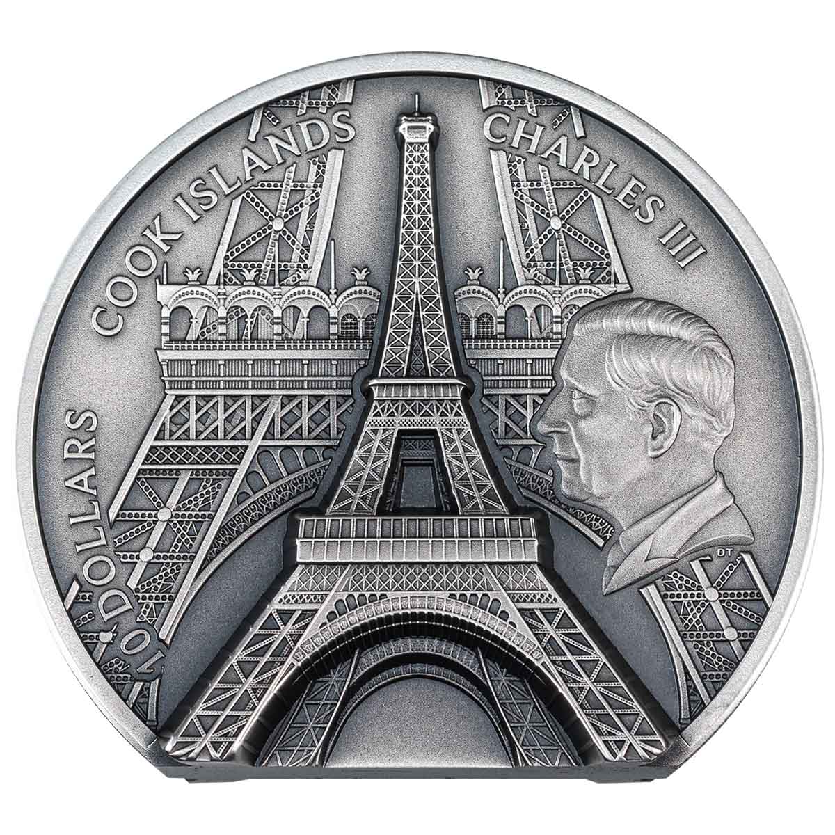 2024 $10 Eiffel Tower 2oz Silver Coin - Obverse View