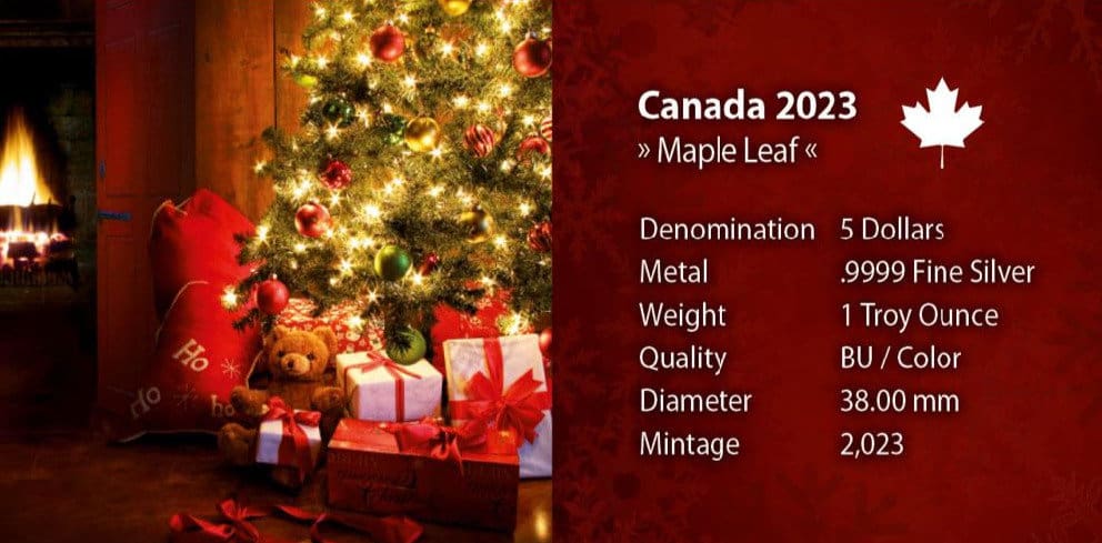 2023 $5 Christmas Reindeer 1oz Silver Maple Leaf Coin - Back of CoA