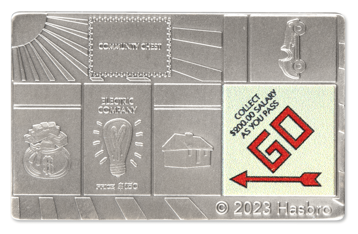 2023 $5 Monopoly Set 4 x 1oz Silver Coin Set - Reverse View 4