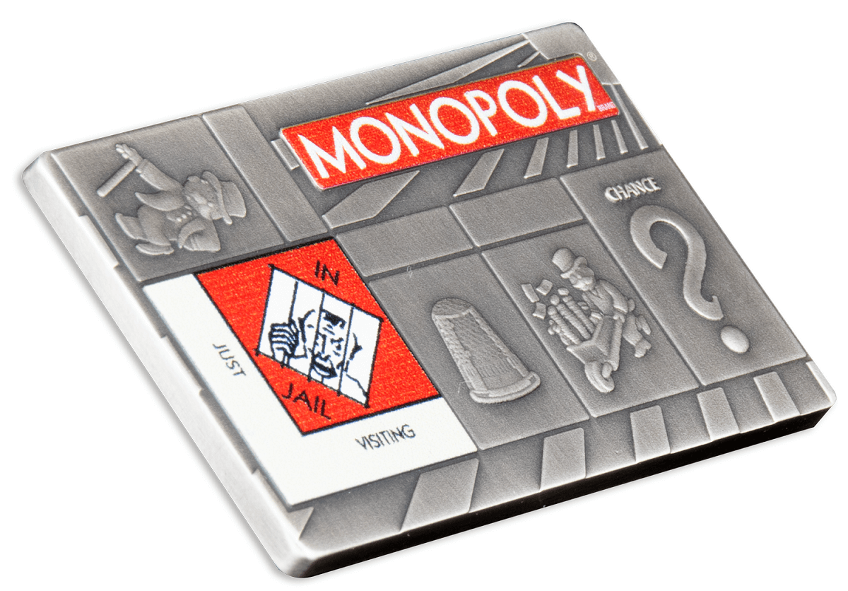 2023 $5 Monopoly Set 4 x 1oz Silver Coin Set - Tilted Reverse View 1