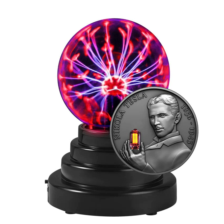 2023 Tesla 80th Anniversary - Genius Series 2oz Silver Bulb Inlay Coin - With Plasma Ball