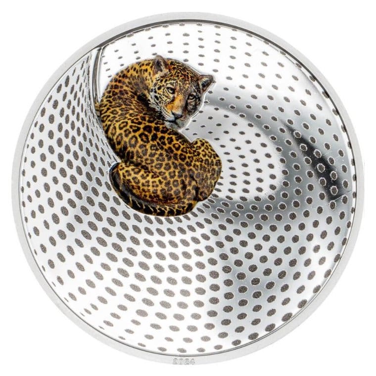 2024 $20 Leopard Camouflage Of Nature 3oz Silver Coin - Reverse View