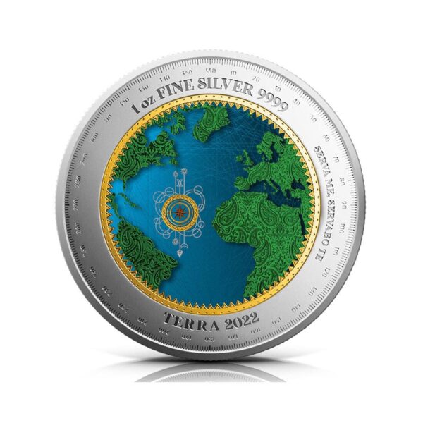 2022 $5 Terra 1oz Silver Colourised Coin - Reverse View