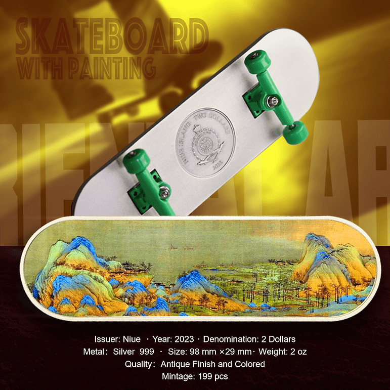 2023 $2 Skateboard with Painting 2oz Silver Coin - Overview